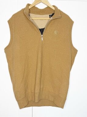 Carnoustie Golf 1/4-Zip Sweater Vest Large Tan Monterey Peninsula Country club